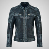 SERA Women Leather Biker Jacket Soft Waxed Real Leather