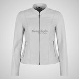 REBAY Women Leather Jacket in White