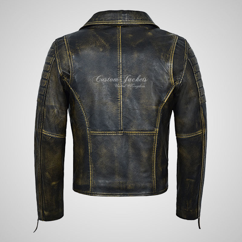 NITROBLAZE Men's Biker Leather Jacket Vintage Leather Moto Jacket