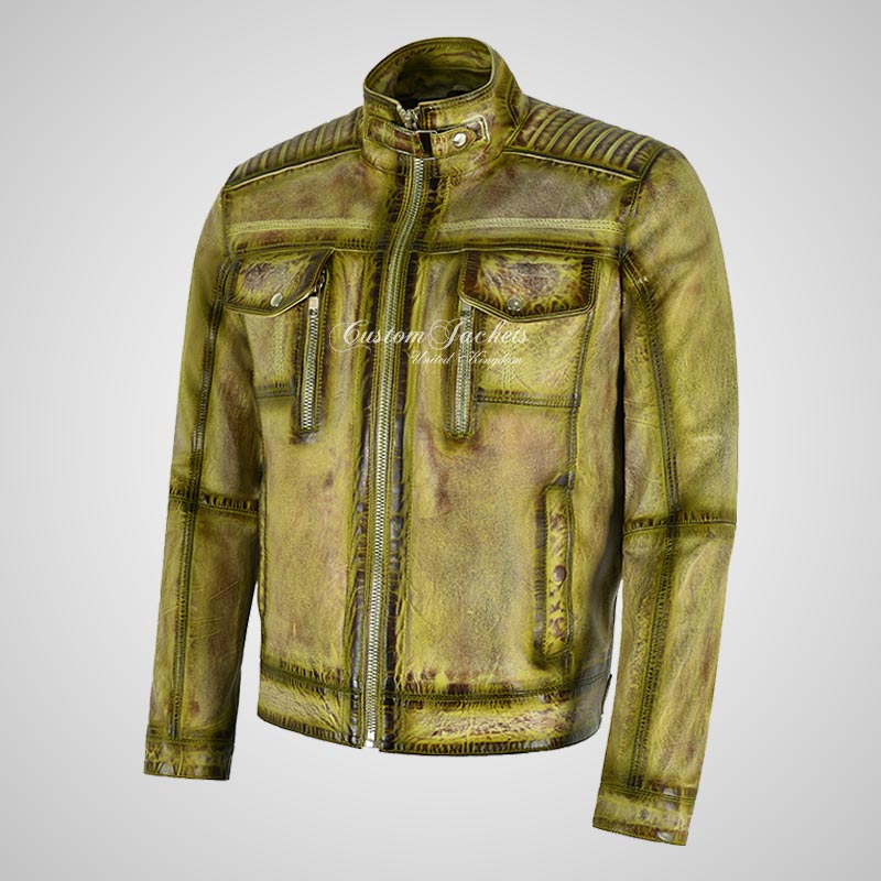 thumbnail image 2 of Aspidex Men's Vintage Custom Café Racer Waxed Leather Motorcycle Jacket – Soft Leather, CE Protection (Made In Pakistan) 2 of 2