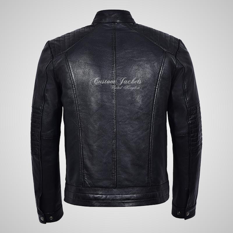 VIBE Mens Fashion Biker Jacket Soft Leather Moto Jacket