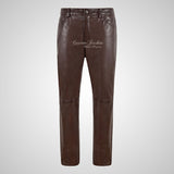 Mens 501 Leather Jeans Leather Pants Soft Leather