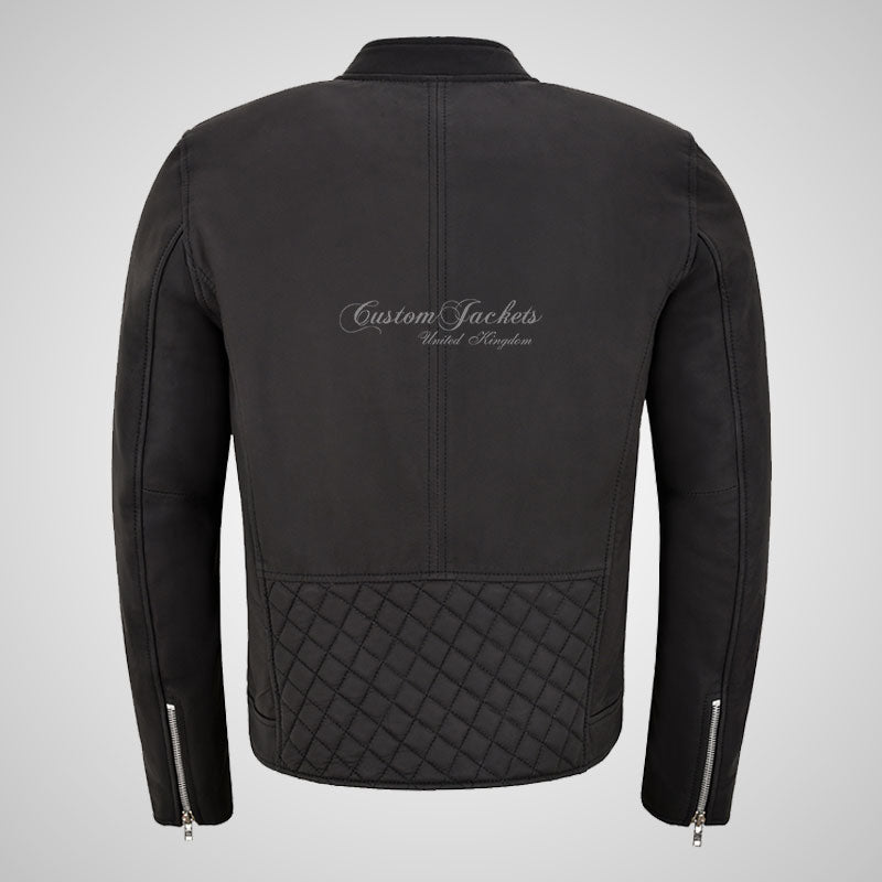 RAPIDFIRE Mens Biker Style Leather Jacket Matte Black
