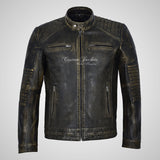 VIBE Mens Biker Style Vintage Leather Jacket Soft Leather Jacket