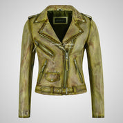 BRANDO Ladies Leather Biker Jacket in Zebra Print