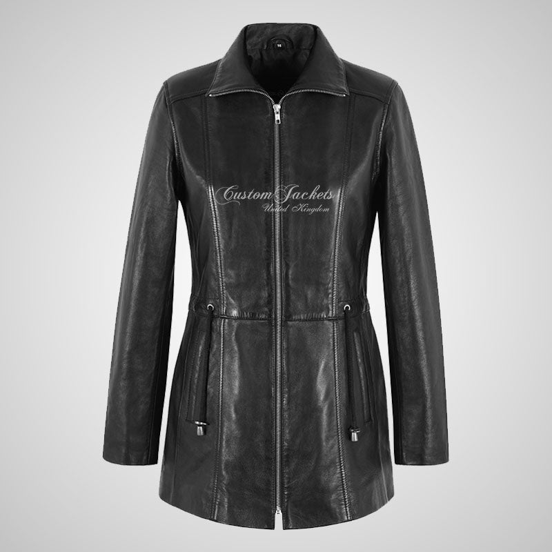 CHAMBRIA Ladies Mid Length Leather Jacket Black