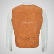 YORK Mens Buffed Leather Waistcoat Premium Soft Leather