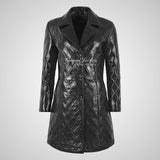 GRACE Quilted Leather Trench Coat For Women Black