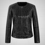 INGRID Women’s Collarless Leather Jacket