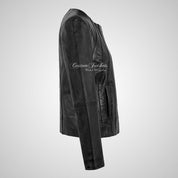 INGRID Women’s Collarless Leather Jacket