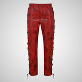 TROOPER Mens Laced Biker Style Leather Pants Soft Lamb Leather