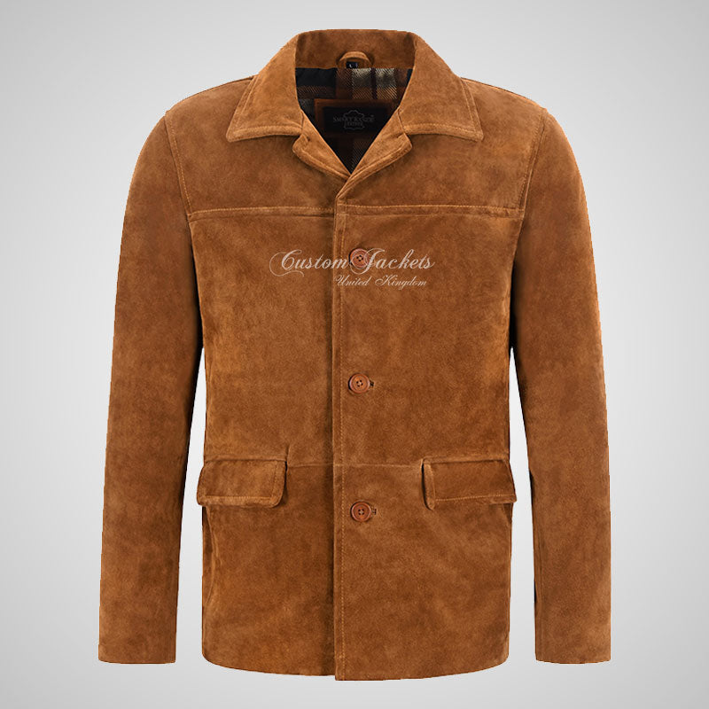 OMSK Men's Suede Box Coat Casual Blouson Box Jacket