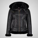 NUUK Women Shearling Jacket with Detachable Hood Sheepskin Jacket