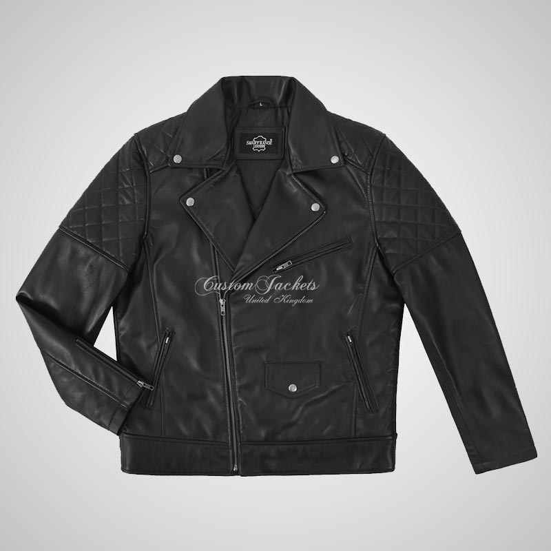 SALTAR Leather Biker Jacket For Mens