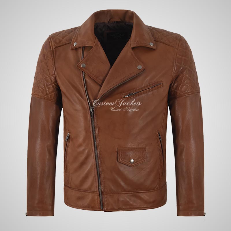 SALTAR Leather Biker Jacket For Mens