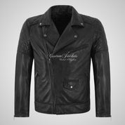 SALTAR Leather Biker Jacket For Mens