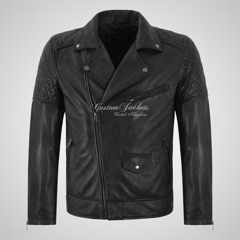 SALTAR Leather Biker Jacket For Mens