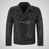 SALTAR Leather Biker Jacket For Mens