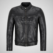 SQUIRE Men's Biker Style Fashion Leather Jacket Soft Leather