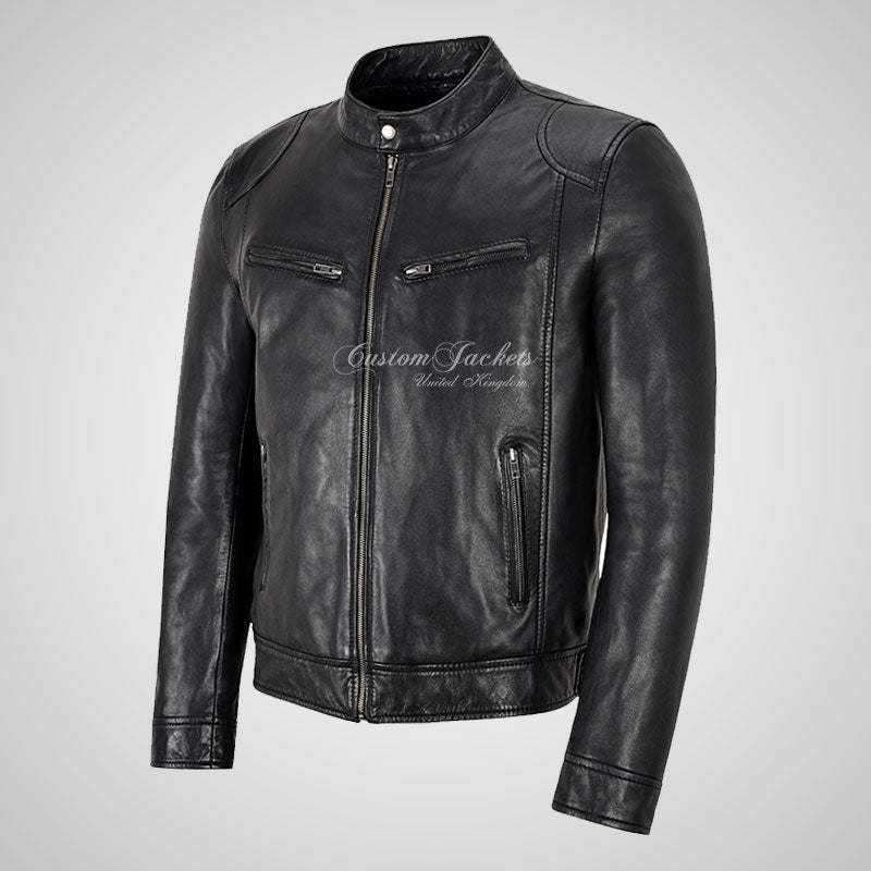 SQUIRE Men's Biker Style Fashion Leather Jacket Soft Leather