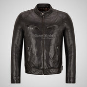 SQUIRE Men's Biker Style Fashion Leather Jacket Soft Leather