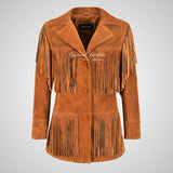 FREE SPIRIT Fringe Suede Biker Jacket For Women