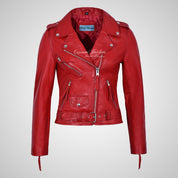 Ladies BRANDO Biker Leather Jacket Soft Leather Jacket