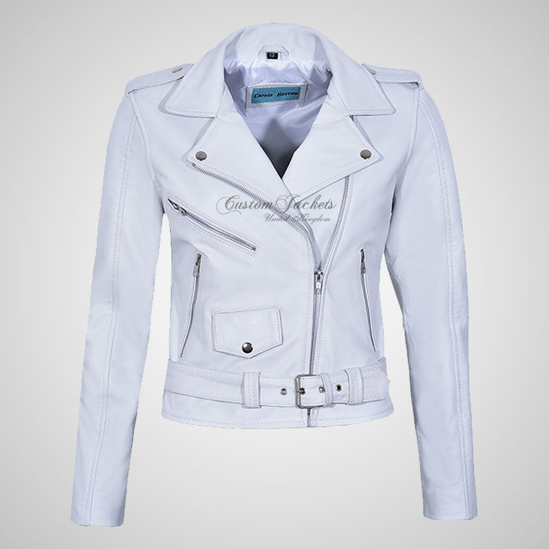 MB Ladies Biker Style Leather Jacket Soft Real Leather Jacket