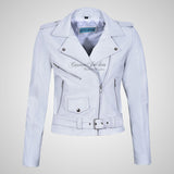 MB Ladies Biker Style Leather Jacket Soft Real Leather Jacket