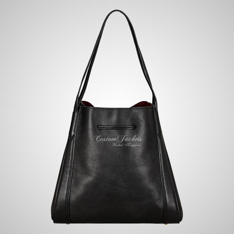 Ladies Leather Handbag Crossbody Tote Bag Drawstring Bucket Bag Purse