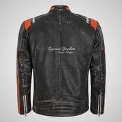 ERACLASSIC Men's Vintage Leather Racer Jacket