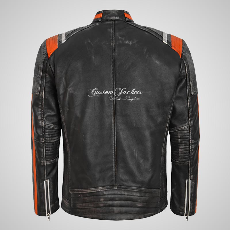 ERACLASSIC Men's Vintage Leather Racer Jacket