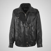 DARNEL Women's Oversized Leather Jacket in Black