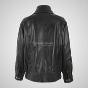 DARNEL Women's Oversized Leather Jacket in Black