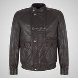 BECKETT Mens Leather Bomber Blouson Jacket Brown