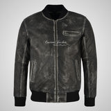 SEVENTIES 70’s Vintage Waxed Leather Bomber Jacket For Mens