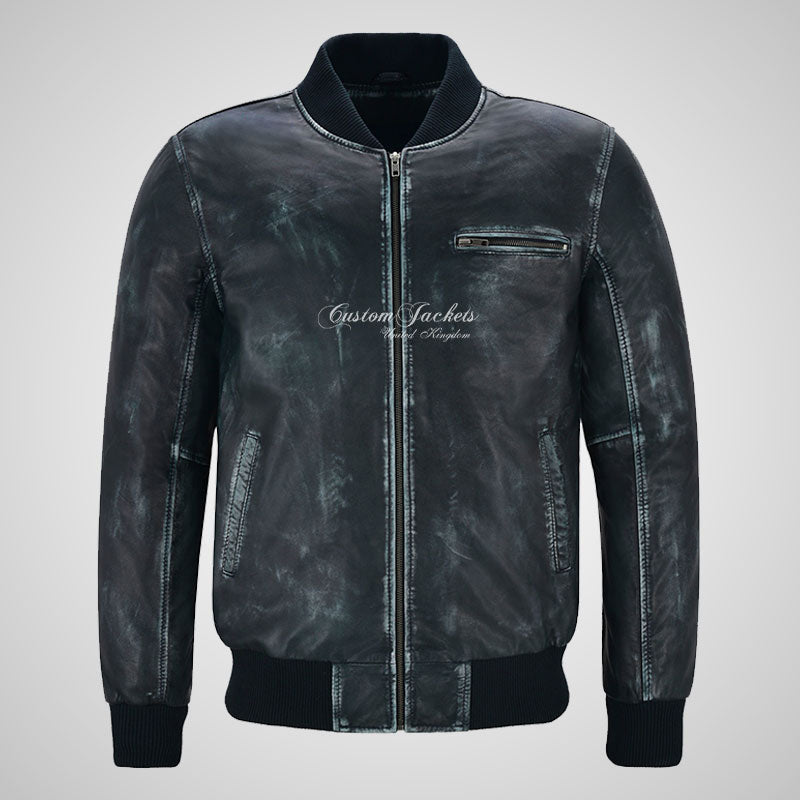 SEVENTIES 70’s Vintage Waxed Leather Bomber Jacket For Mens