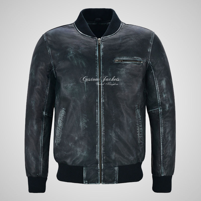 SEVENTIES 70’s Vintage Waxed Leather Bomber Jacket For Mens