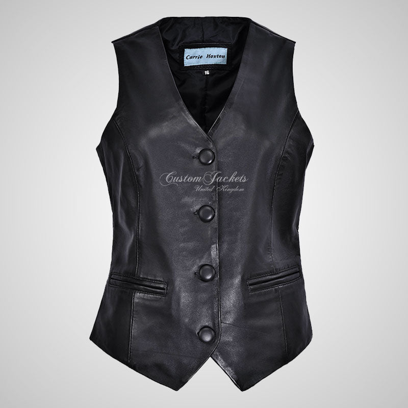 ELEANOR Ladies Leather Waistcoat Formal Party Leather Vest