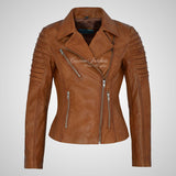 ROSETTA Ladies Biker Leather Jacket Soft Lambskin Napa Leather