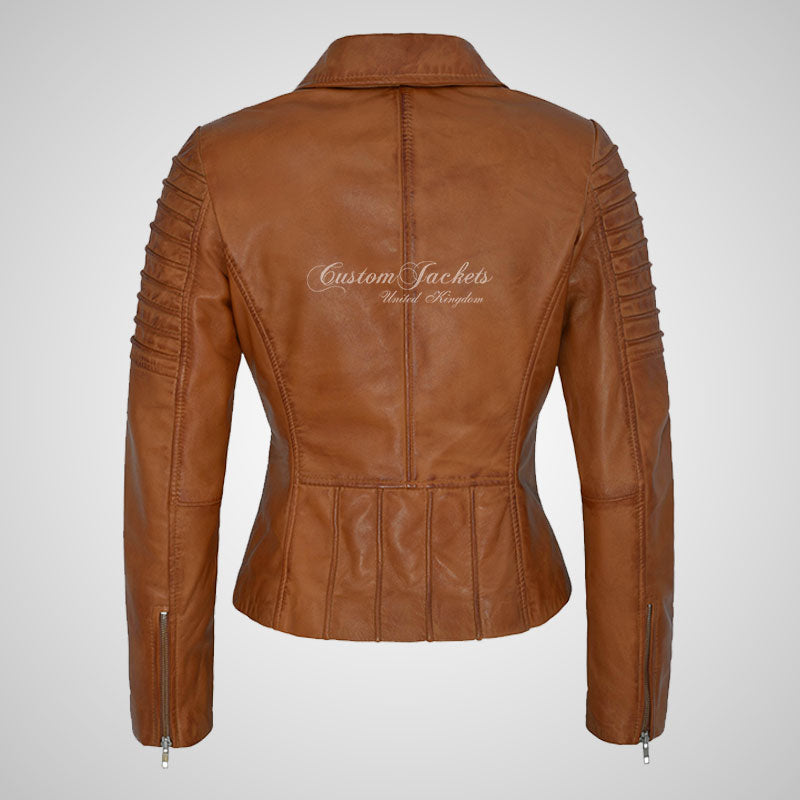 ROSETTA Ladies Biker Leather Jacket Soft Lambskin Napa Leather
