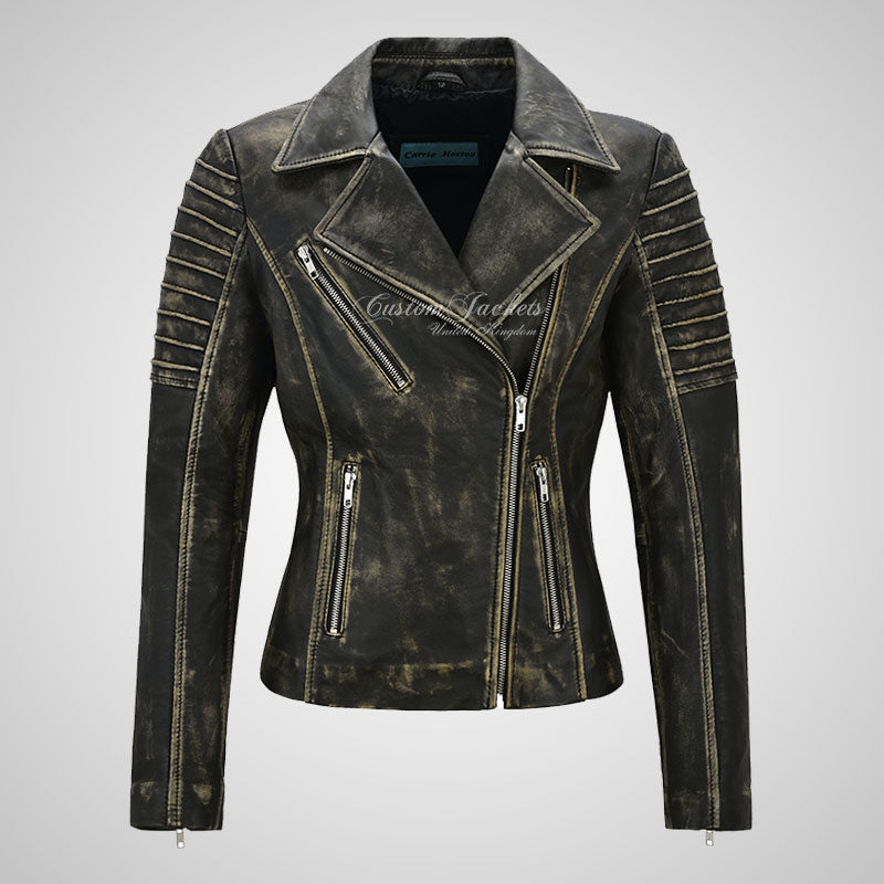 ROSETTA Ladies Biker Leather Jacket Soft Lambskin Napa Leather