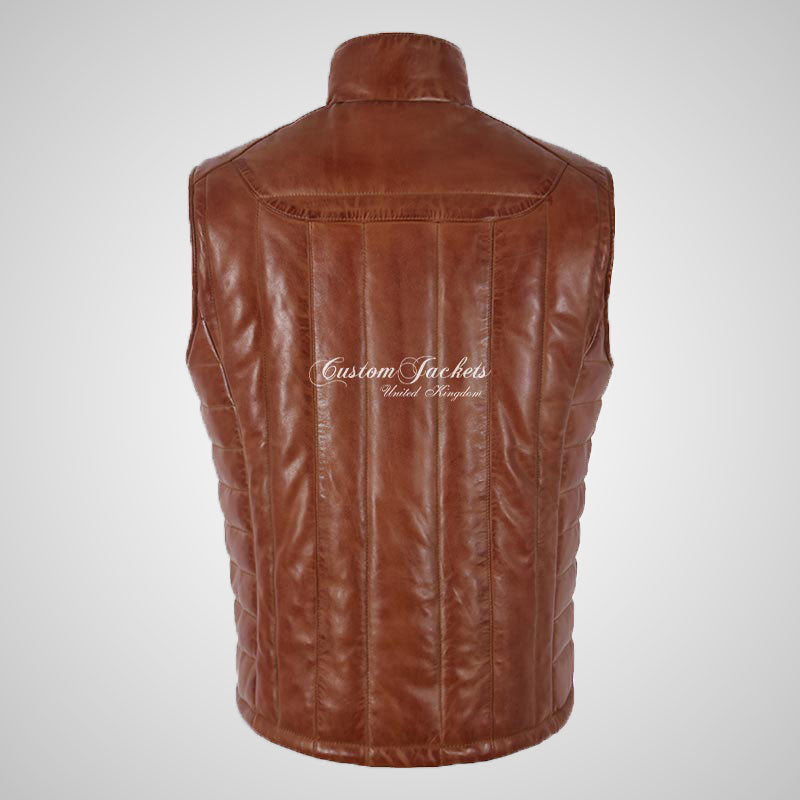 FILIP Mens Leather Vest Real Leather Bodywarmer Gillet Sleeveless Jacket