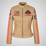 LDS SIZMA Leather Biker Jacket for Women