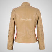 LDS SIZMA Leather Biker Jacket for Women