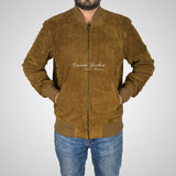 JACK Suede Bomber Jacket Classic Varsity Leather Jacket