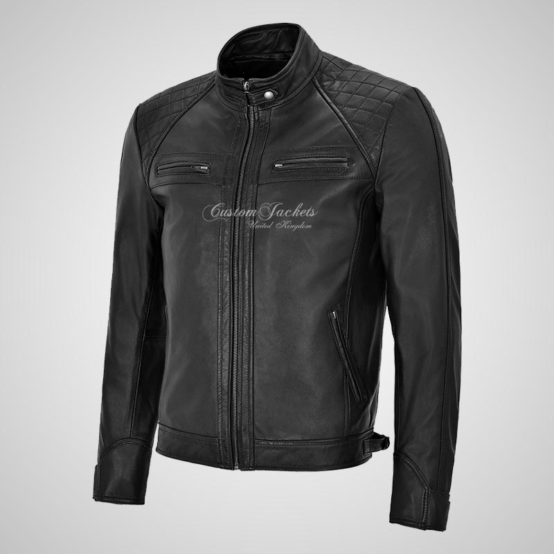CONRAD Mens Leather Biker Jacket Black