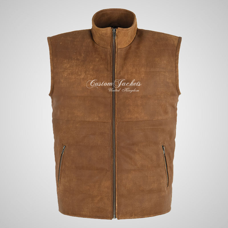 GIL Leather Padded Gilet for Mens