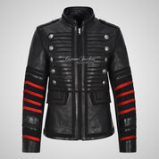 Studded Elegance Women's Military-Inspired Jacket Black