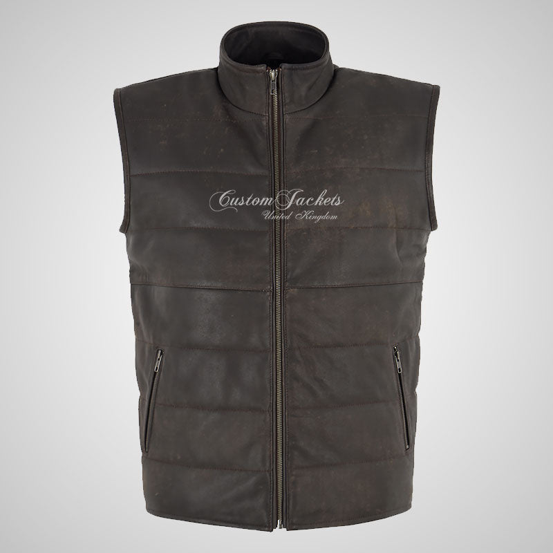 GIL Leather Padded Gilet for Mens